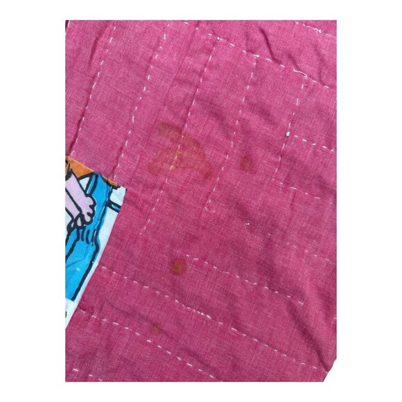 Vtg Handmade Patchwork Crazy Quilt w/Charlie Brown Peanuts Fabric 74"x56" READ - Picture 6 of 12